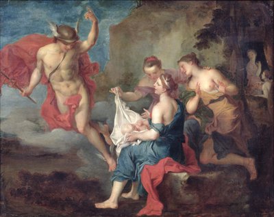 Bacchus afgeleverd aan de nimfen van Nysa door Jacques Francois Courtin
